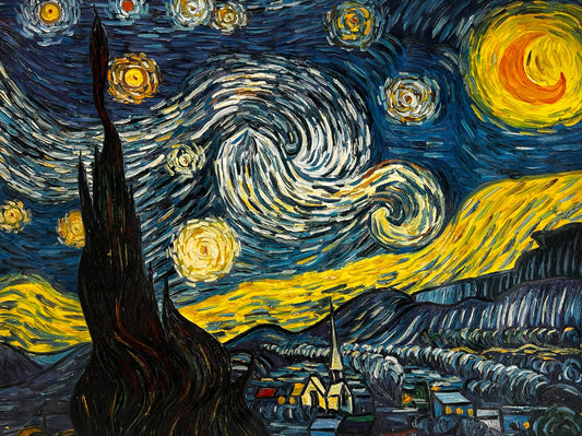 Dipinto a olio su tela ‘Notte stellata’ dipinto a mano – Van Gogh post-impressionismo (92 × 73 cm)