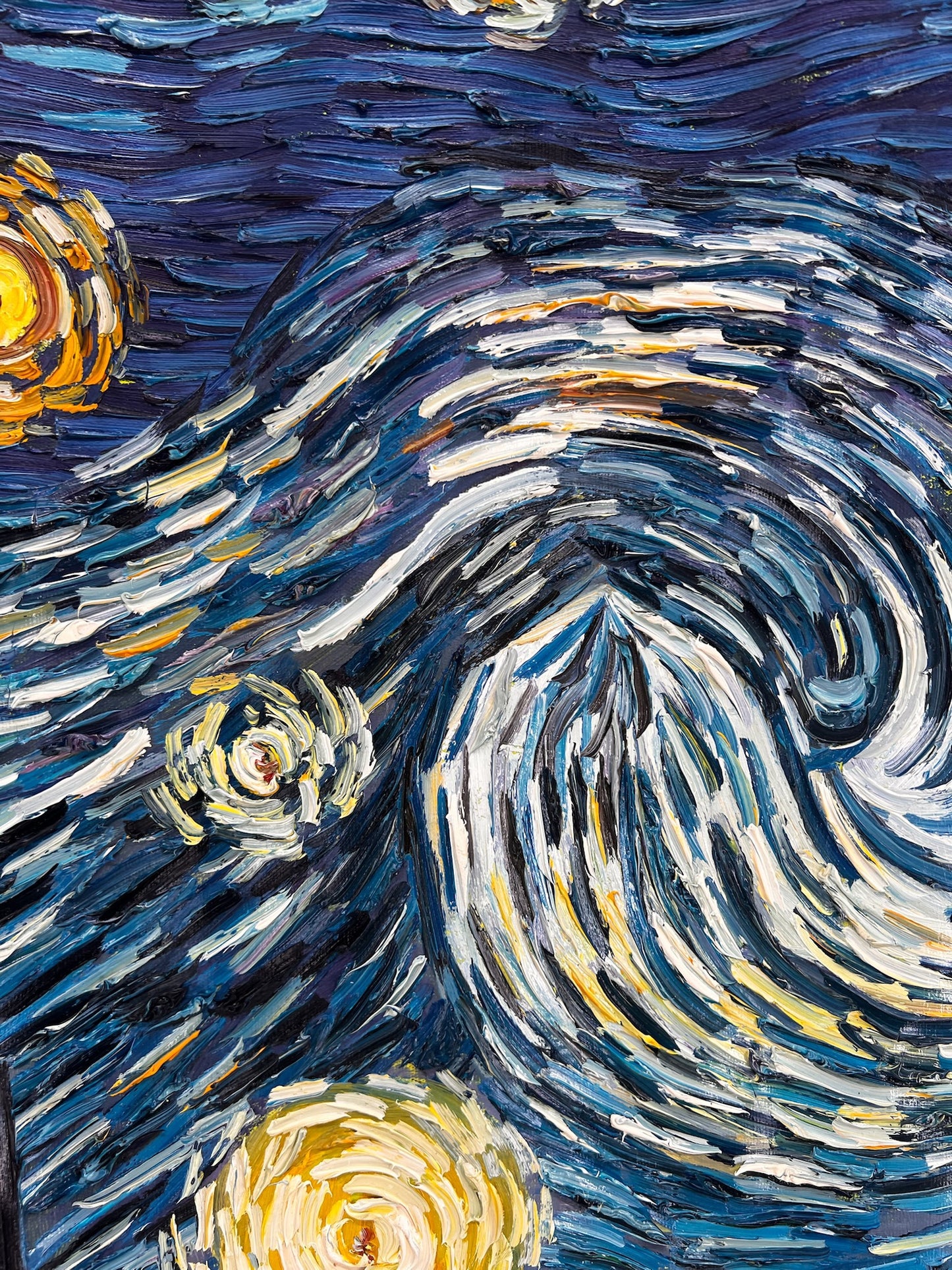 Dipinto a olio su tela ‘Notte stellata’ dipinto a mano – Van Gogh post-impressionismo (92 × 73 cm)