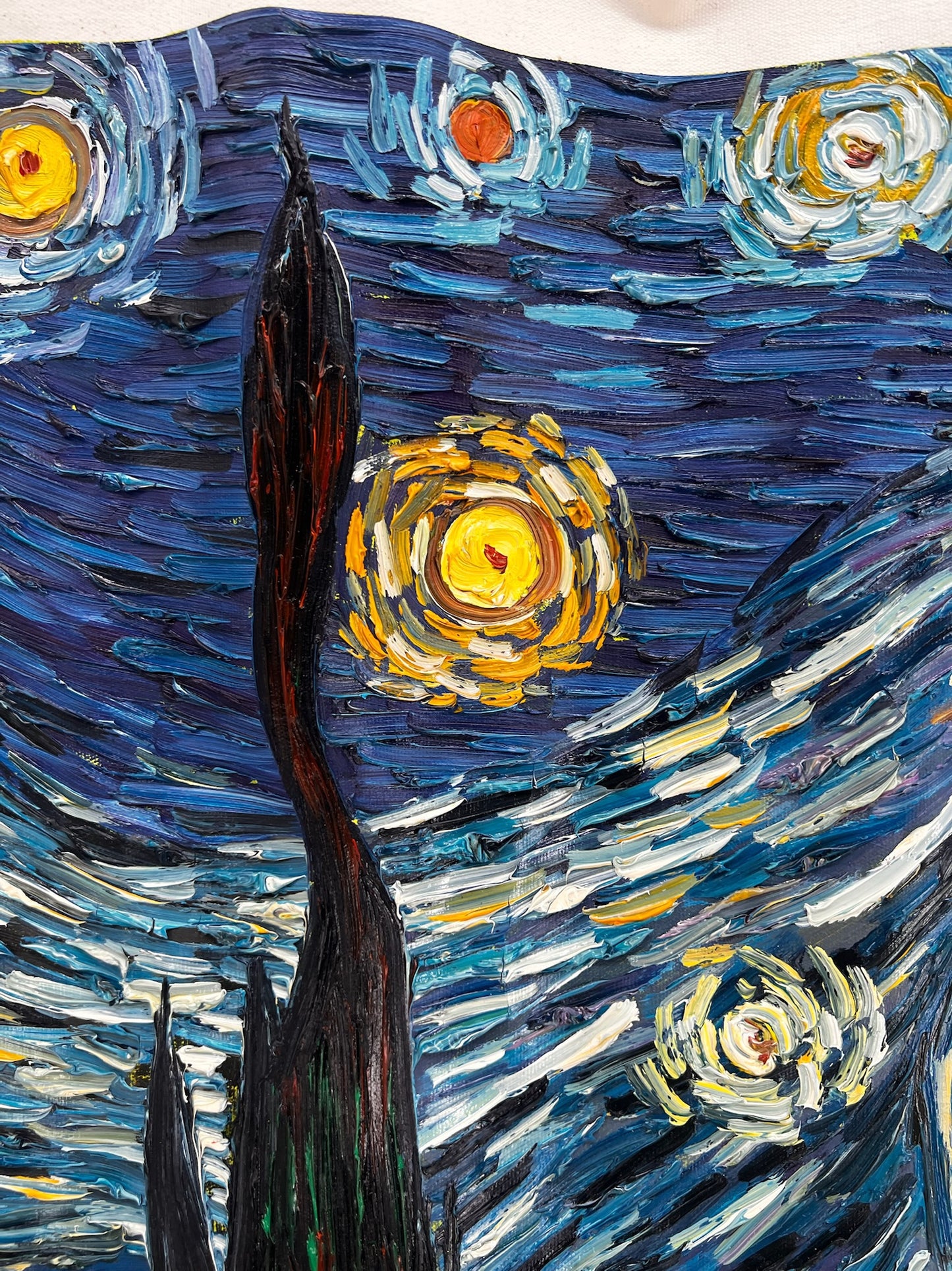 Dipinto a olio su tela ‘Notte stellata’ dipinto a mano – Van Gogh post-impressionismo (92 × 73 cm)