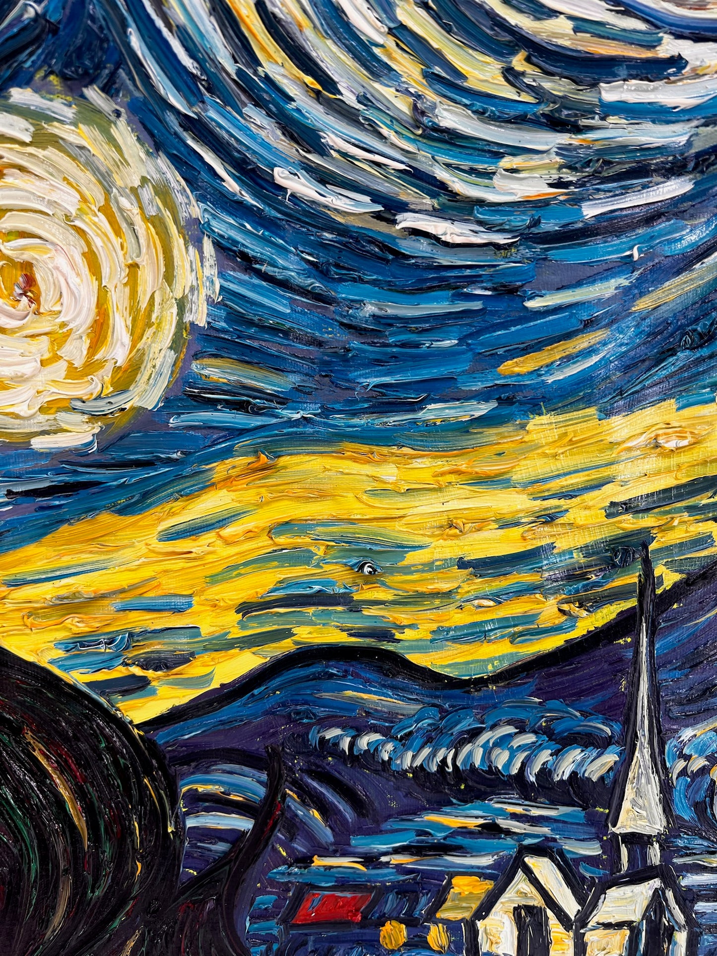 Dipinto a olio su tela ‘Notte stellata’ dipinto a mano – Van Gogh post-impressionismo (92 × 73 cm)