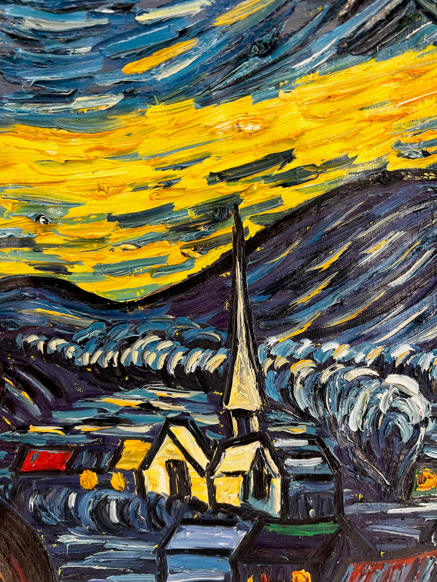 Dipinto a olio su tela ‘Notte stellata’ dipinto a mano – Van Gogh post-impressionismo (92 × 73 cm)