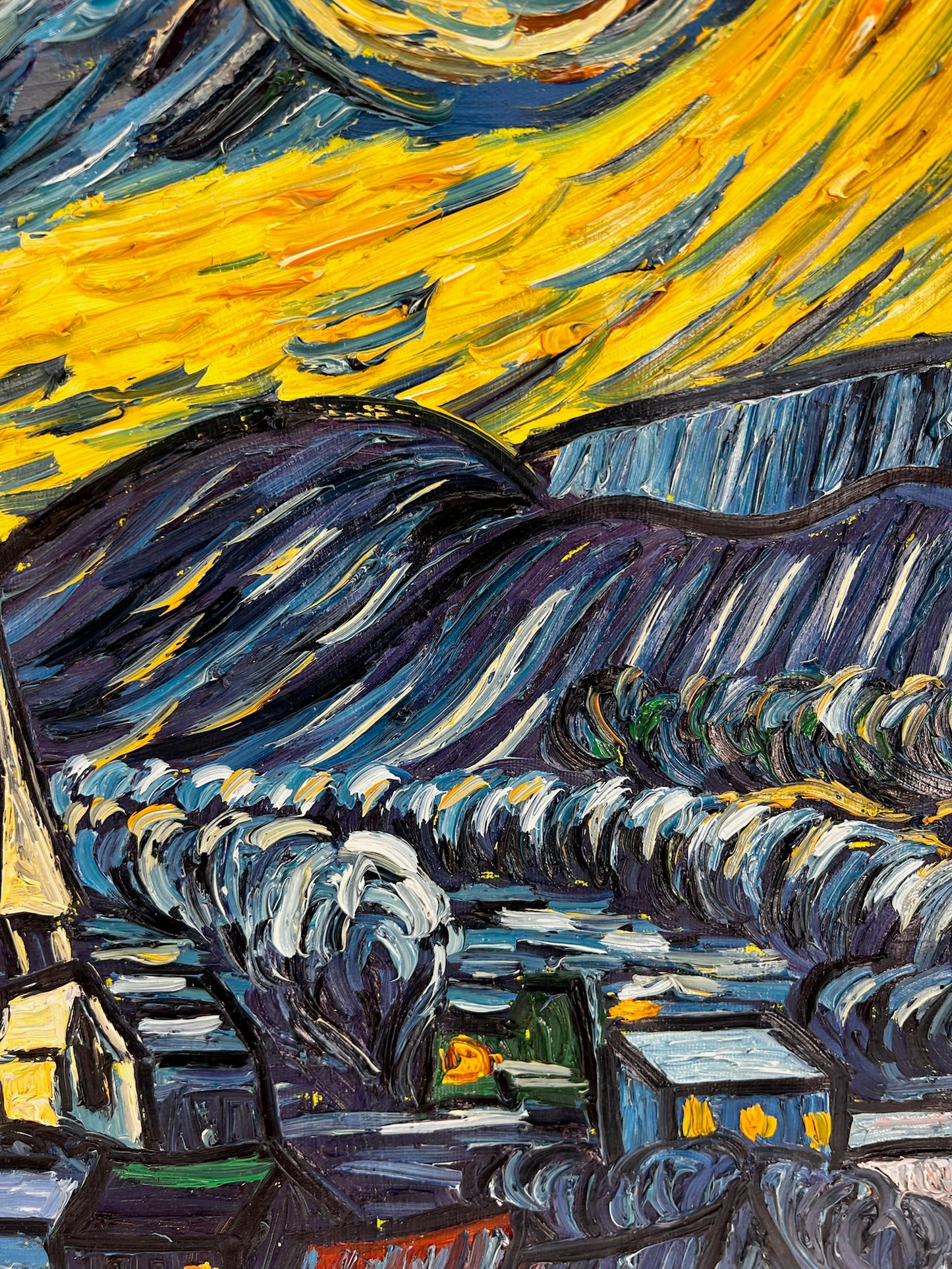 Dipinto a olio su tela ‘Notte stellata’ dipinto a mano – Van Gogh post-impressionismo (92 × 73 cm)