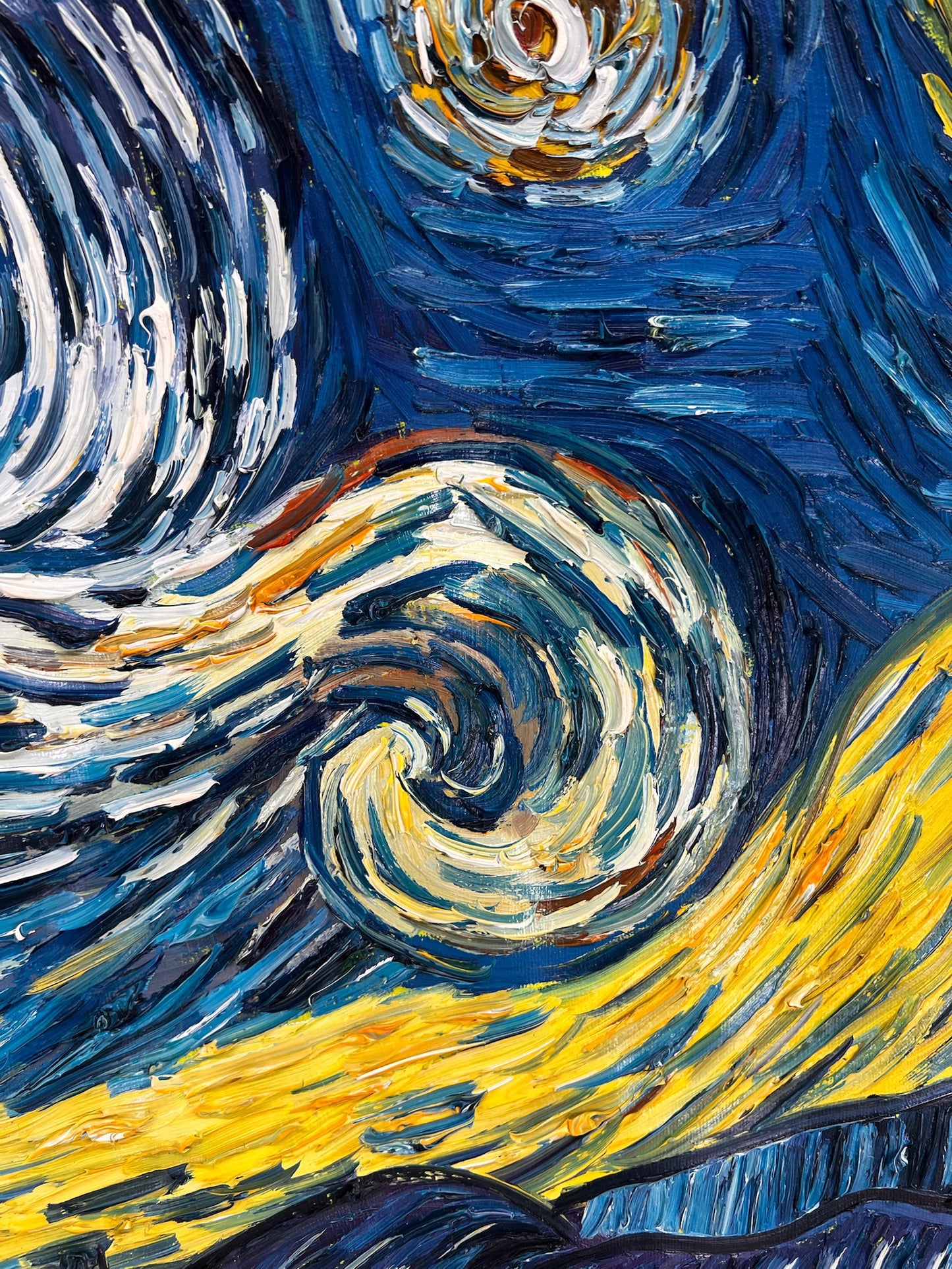 Dipinto a olio su tela ‘Notte stellata’ dipinto a mano – Van Gogh post-impressionismo (92 × 73 cm)