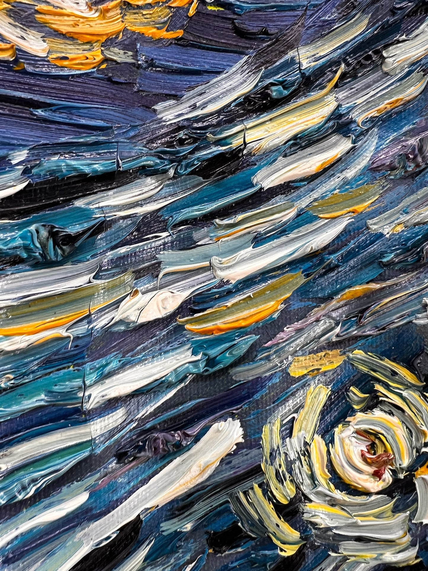 Dipinto a olio su tela ‘Notte stellata’ dipinto a mano – Van Gogh post-impressionismo (92 × 73 cm)
