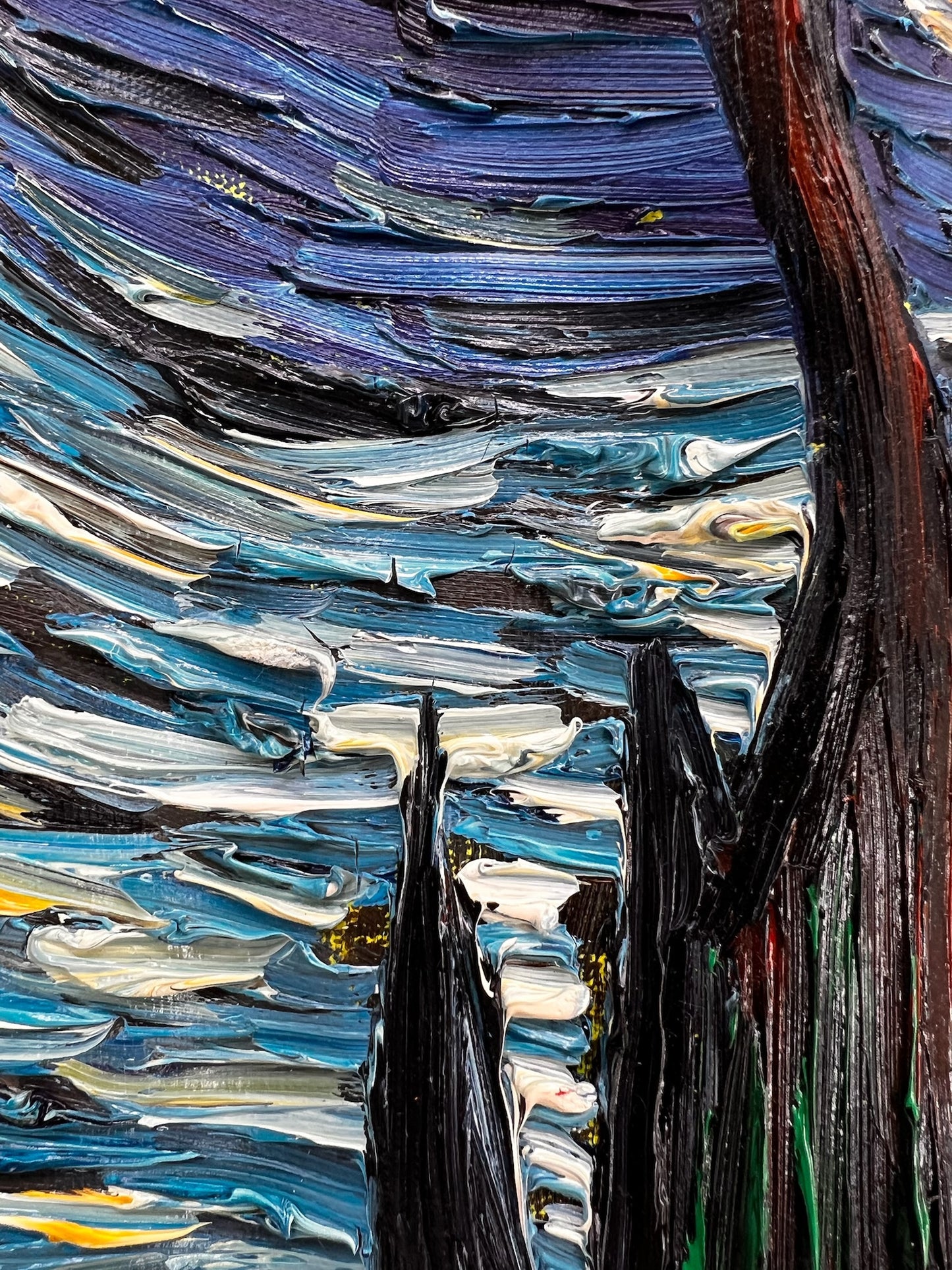 Dipinto a olio su tela ‘Notte stellata’ dipinto a mano – Van Gogh post-impressionismo (92 × 73 cm)