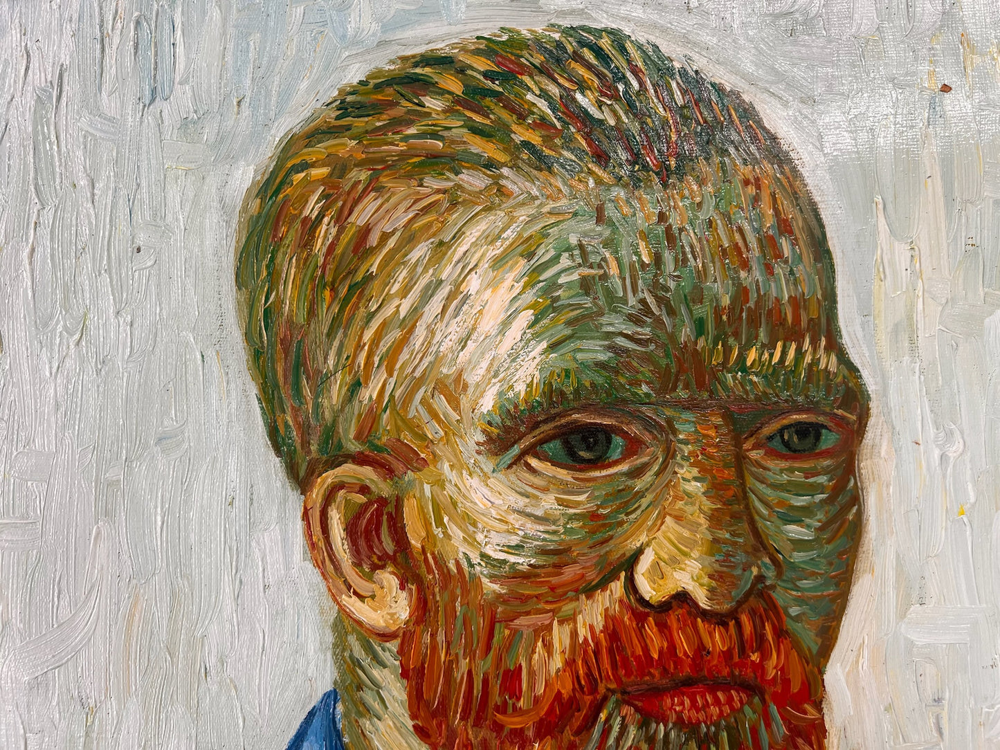 Dipinto a olio dipinto a mano in stile Van Gogh: Autoritratto con l'asinello (60,5 × 50,5 cm) – Tela arrotolata