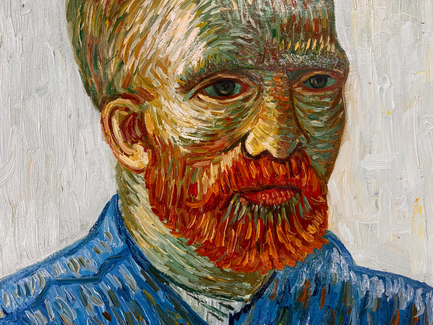 Dipinto a olio dipinto a mano in stile Van Gogh: Autoritratto con l'asinello (60,5 × 50,5 cm) – Tela arrotolata