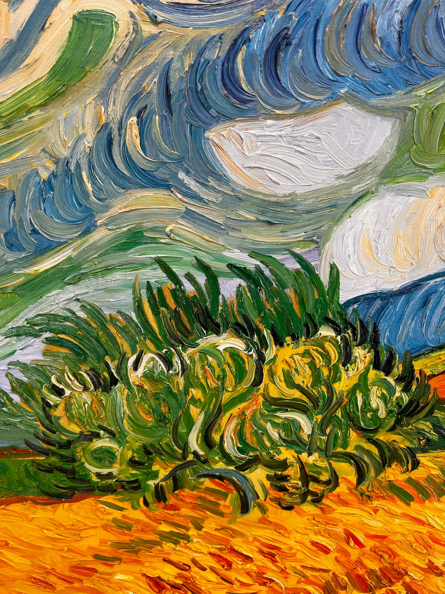 Dipinto a mano di Van Gogh Campo di grano con cipressi: pittura ad olio post-impressionista su tela