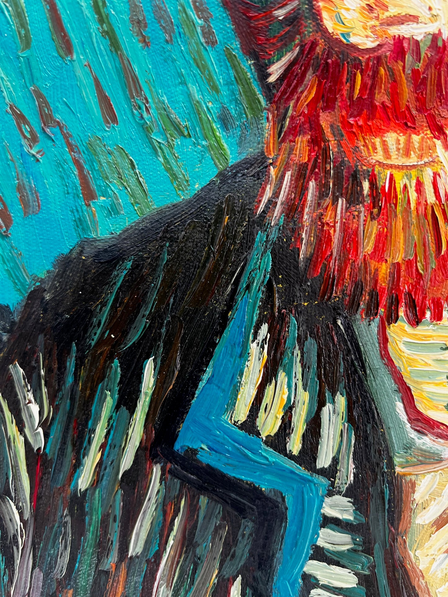 Dipinto a olio dipinto a mano in stile Van Gogh: Autoritratto con cappello di feltro grigio (54 × 65 cm)