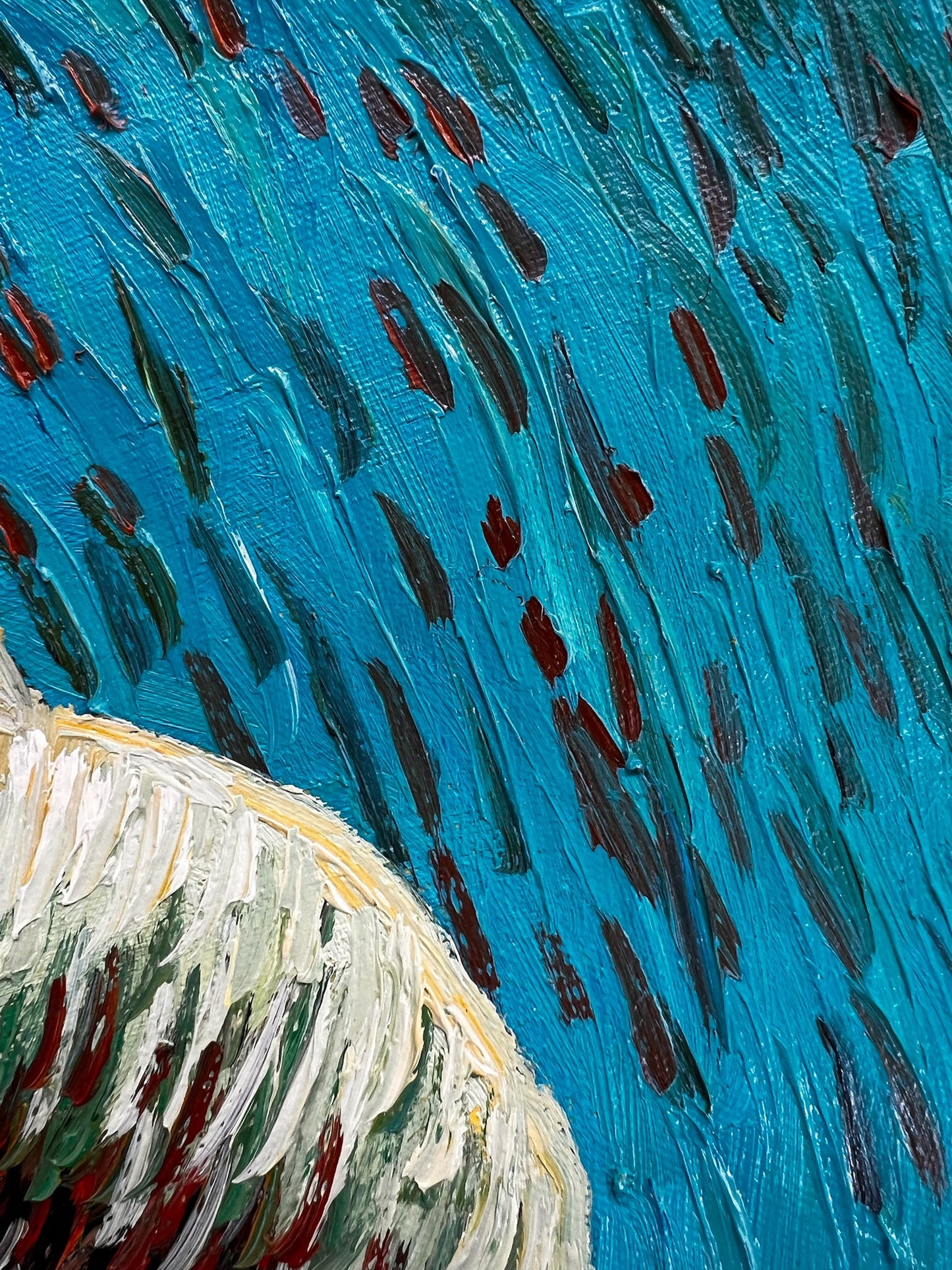 Dipinto a olio dipinto a mano in stile Van Gogh: Autoritratto con cappello di feltro grigio (54 × 65 cm)