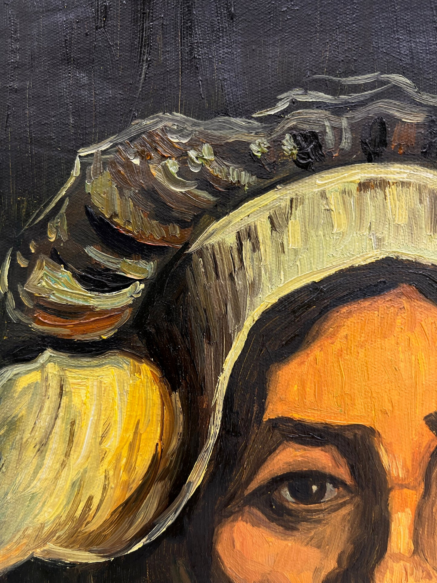Testa di donna (secondo Vincent van Gogh) – Dipinto a olio su tela dipinto a mano (42,7 × 33,5 cm)