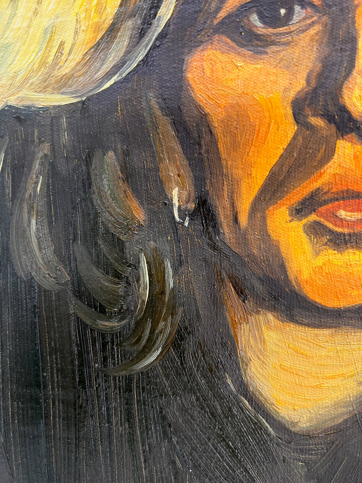 Testa di donna (secondo Vincent van Gogh) – Dipinto a olio su tela dipinto a mano (42,7 × 33,5 cm)