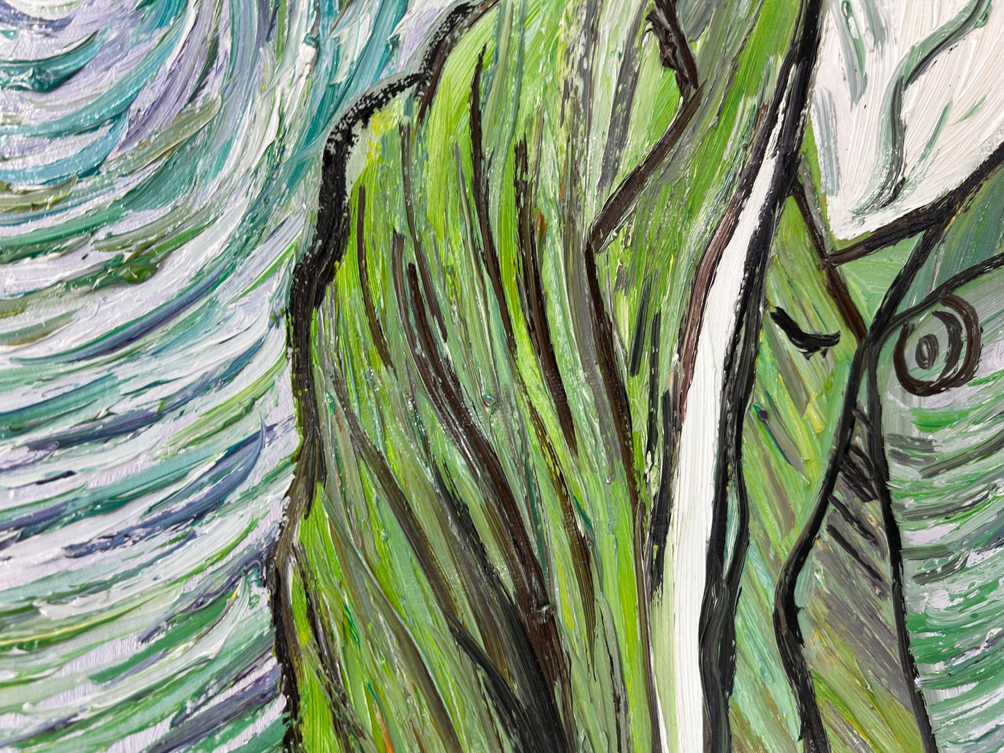 Autoritratto – Dipinto a olio post-impressionista dipinto a mano su tela (65 × 54 cm)