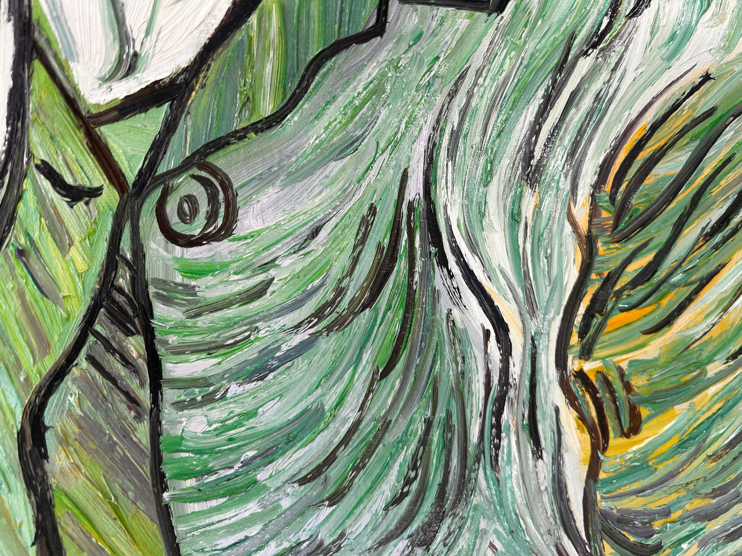 Autoritratto – Dipinto a olio post-impressionista dipinto a mano su tela (65 × 54 cm)